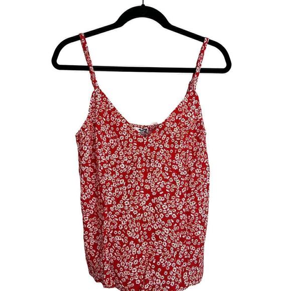 Madewell Women's V-Neck Cami Tank in Red Ditsy Floral Size 6 - Picture 5 of 11
